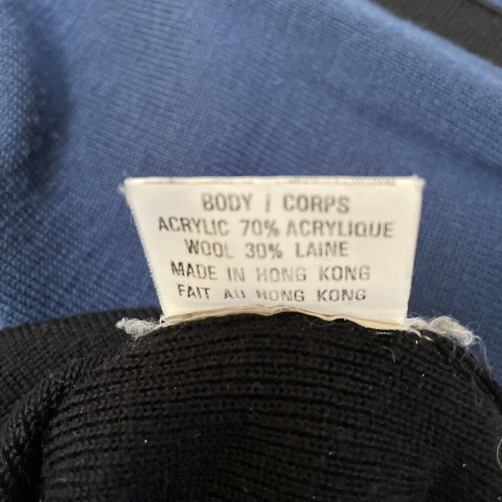 Vintage Men’s DEMETRE 1/4 Zip Wool Black Blue Pullover Ski Sweater Large - Picture 7 of 11
